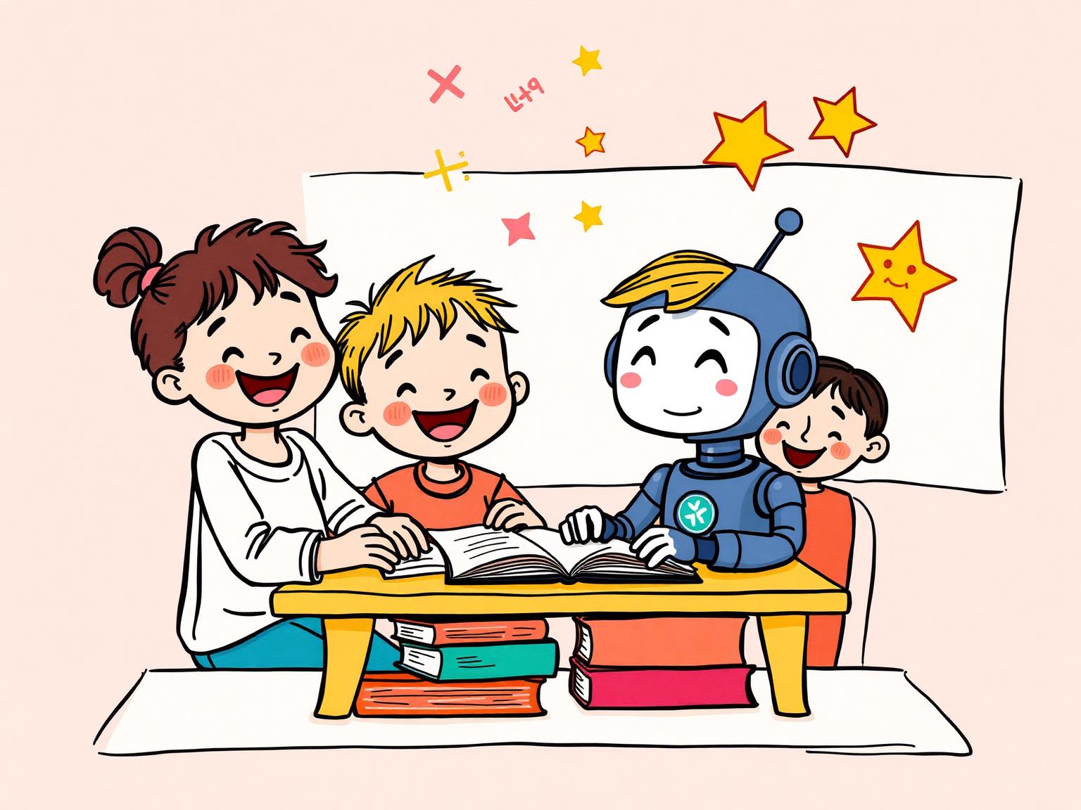 Children learning with a friendly AI tutor